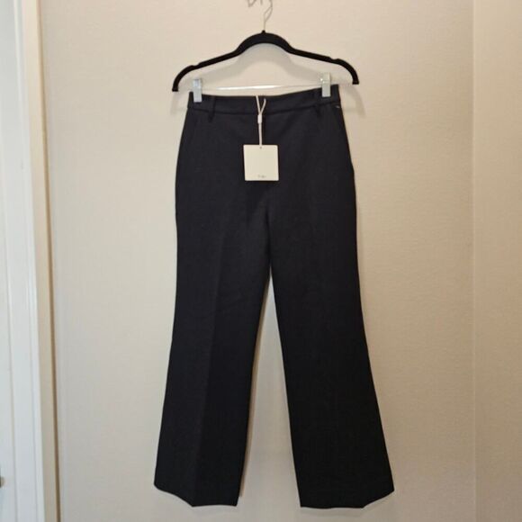 NWT Tibi Women's Black Flat Front Slacks Size 2 - Picture 1 of 7